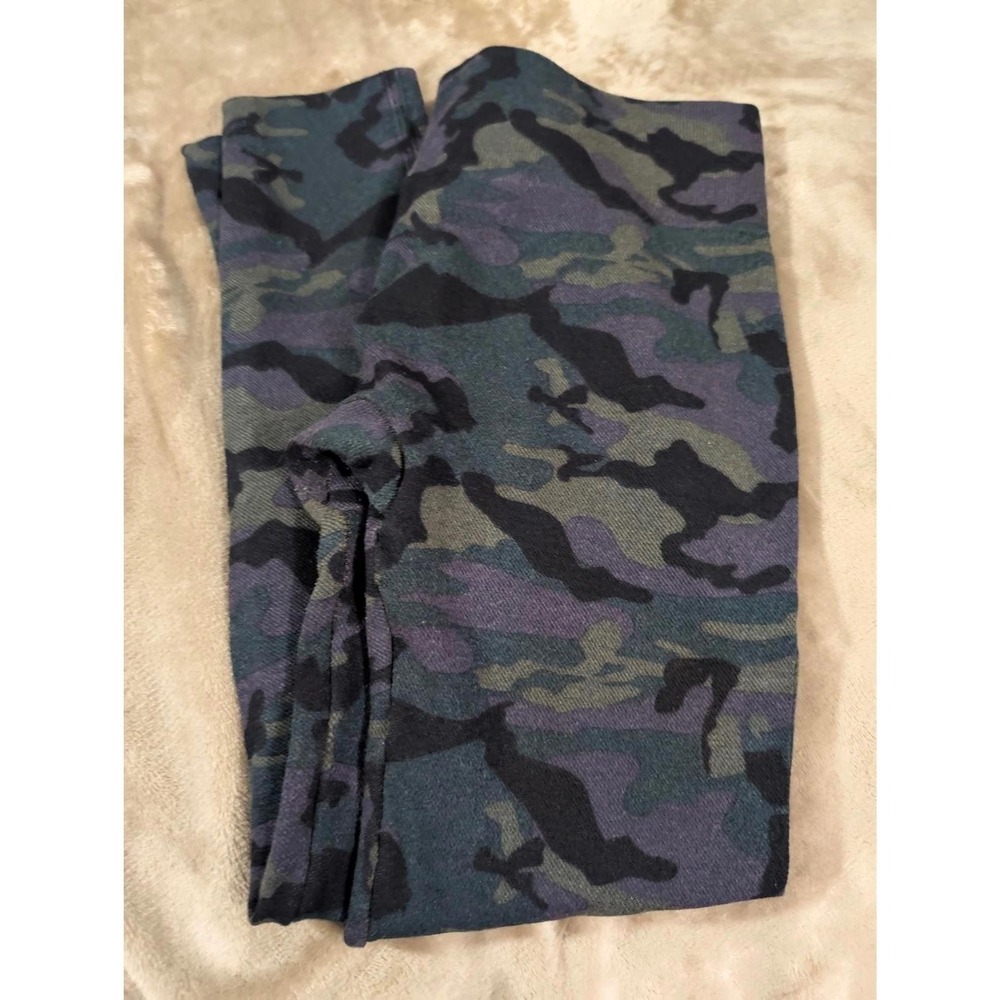 First Looks Green Black Camo Leggings Pants L XL Stretch Camouflage Pull On